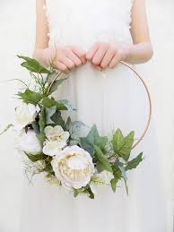 Bridal Flower Hoop Cream Wreath Floral Wreath Peony Hoop Etsy Bridesmaid Flowers Alternative Bouquet Flower Girl Bouquet