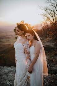 Two Brides Sunset Elopement Lesbian Wedding Lgbtq Wedding Two Brides