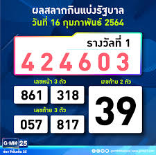 64 ผลสลากกินแบ่งรัฐบาล งวด 1 มิ.ย. Facebook