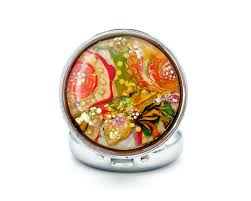 Birth Control Pill Box Round Birth Control Pill Case Travel Accessories Gifts Fluid Art Pill Box Terlis Designs Birth Control Pill Organizer Birth Control Pills