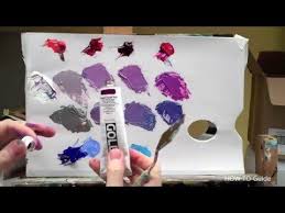 You can also add very tiny amounts of black paint to the bright purple mixes to darken them. How To Mix Acrylic Paint To Get Purple Color Colour Mixing Youtube Purple Painting Colorful Paintings Acrylic Violet Paint