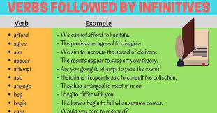 Verb + noun + infinitive my parents made me come home early. Infinitives List Of 50 Verbs Followed By Infinitives In English Eslbuzz Learning English