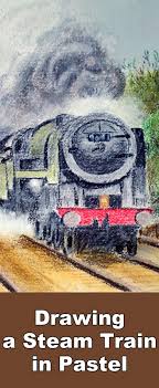 Learn To Draw A Steam Train With This Pastel Drawing Tutorial Soft Pastels Drawing Pastel Online Oil Pastel Art