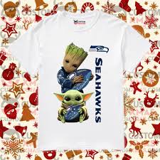 Baby Groot And Baby Yoda Hug Seahawks Shirt Customxmas Seahawks Shirt Baby Groot Green Bay Packers Shirts