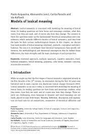 Synonyms & antonyms of nonexistent. Pdf Models Of Lexical Meaning