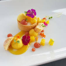 Meghan Reeves On Instagram Mint And Mango Tart With Mango Foam Sauteed Mango Guava Fluid Gel And Passion Frui Mango Tart Tropical Desserts Plated Desserts