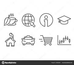 Set Internet Taxi Delivery Shopping Icons Mint Tea
