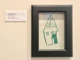 Funny Parents Turn Kid S Drawing On Wall Into Framed Work Of Art At Home Hanging Kids Artwork Father Frame Wall Drawing