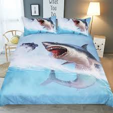 Made of 100% high quality organic cotton. 3d Sea Animal Shark Bedding Set Duvet Cover Pillowcase Quilt Comforter Cover Kid Duvet Covers Bedding Sets Home Garden