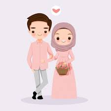 Cute Muslim Couple With Flower Cute Cartoon Wallpapers Wedding Couple Cartoon Cute Muslim Couples