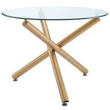 Shop the round oak dining tables for sale to have a fantastic kitchen experience. Nspire Contemporary Round Clear Glass Dining Table Gold 40 In 201 353gd Rona
