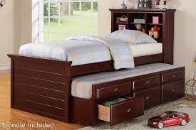 It also offers many interestingly, it features a high bookcase headboard which has two small felt lined top drawers. Cherry Twin Bed With Bookcase Headboard And Trundle With Storage Item F9220