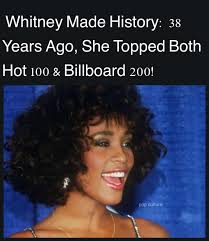 38 years ago today, Whitney Houston made history as the first female artist  to simultaneously top both the Hot 100 and the Billboard 200 charts.