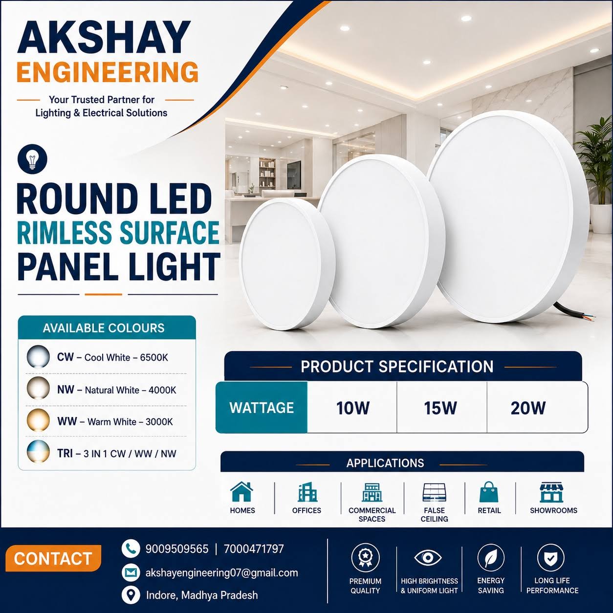Round LED Rimless Surface Panel Light product image