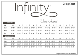 cherokee infinity scrubs size chart