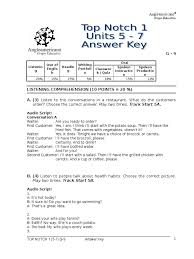 6 students' own answers suggested subjects for answers: Top Notch 1 5 7 Answer Key