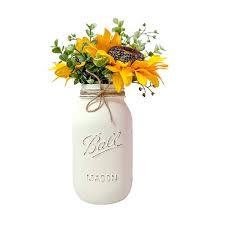 Check spelling or type a new query. Amazon Com Ivory With Artificial Sunflowers Hand Painted And Distressed Mason Jar Centerpiece Quart 32 Oz Ball Mason Jar Boho Wedding Flower Arrangement Country Cottage Sunflower Center Piece Handmade Products