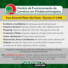 Essa informação deverá estar fixada na entrada do estabelecimento. Fase Amarela Plano Sp Horario De Funcionamento Pindamonhangaba Planos