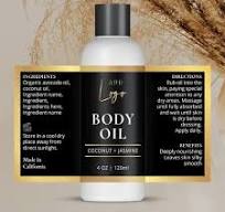 Black & Gold Body Oil 4 OZ Cosmetic Bottle Label