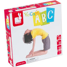 Group of black dressed people forming the letters. Yogame Abc Show Letters Yoga Game Educational Toys Planet