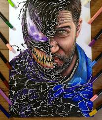 Desenho para coloração isto é um esboço em preto e branco ao qual é preciso colorir. Venom Inspirarte