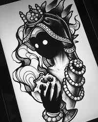 Darkhead Tattoo Design Blackwork Monster Creature Creepy Dotwork Skull Smoke Graal Holy Crown Queen Prin Arte Del Tatuaje Tatuajes Interesantes Disenos De Unas