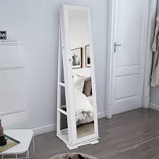 Jewelry in an elegant jewelry armoire cabinet becomes a bathroom makeup storage behind a fashionable and interior vanity mirror full length mirrorlarge capacity. Lifewit Lockable Full Length Mirrored Jewelry Cabinet Wall Door Mounted Bedroom Armoire Makeup Organizer Led Light White 2 Zen Merchandiser