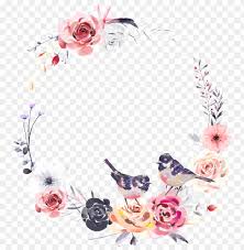 Download Dreamlike Watercolor Flower And Bird Wreath Png Transparent Watercolor Transparent Floral Wreath Png Image With Transparent Background Toppng