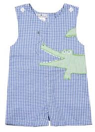 Petit Ami Baby Boys Blue Check Seersucker Shortall Green