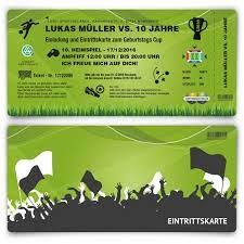 Einladung Zum Kindergeburtstag Als Fussballticket Grun G Einladungskarten Kindergeburtstag Fussball Tickets Einladungskarten Kindergeburtstag Selber Basteln