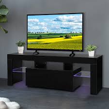 Check spelling or type a new query. Buy Vingli Black Tv Stand With Led Light Modern 51 Inch Tv Stand Tv Cabinet With Storage Drawer And Shelves For Living Room Bedroom Furniture Online In Indonesia B09372v7nl