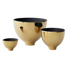 Celena Regency Matte Black Gold Decorative Bowls Set Of 3 Gold Bowl Decorative Bowls Bowl
