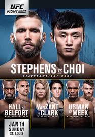 The official ufc instagram brings you fight photos and video from around the world. Ufc Fight Night Stephens Vs Choi Wikipedia