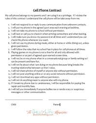 Printable Cell Phone Contract For Tweens Cell Phone Contract Kids Cell Phone Rules For Kids