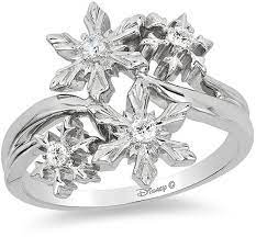 Enchanted Disney Elsa 1 10 Ct T W Diamond Snowflake Ring In Sterling Silver Size 7 Snowflake Ring Enchanted Disney Fine Jewelry Antique Diamond Rings
