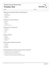 food safe level 1 practice test