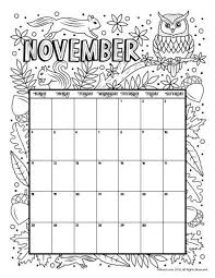 November 2018 Coloring Calendar Page Woo Jr Kids Activities Coloring Calendar Calendar Printables Kids Calendar
