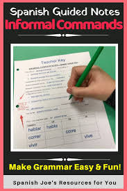 Spanish Informal Commands Guided Notes And Teacher Key Guided Notes Writing Practice Worksheets Teachers Pay Teachers Seller