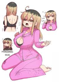 zyugoya, ochiai (kinjo no hito no nakimushi), 1girl, arm behind head, arms  up, black bra, black hair, blonde hair, bra, breasts, brushing teeth, dyed  hair, large breasts, long hair, long sleeves, messy