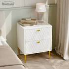 19 7 x 15 8 x 24 4 inches 2-Drawer Wood Modern Nightstand in White BL-JH-013-WH Boyel Living