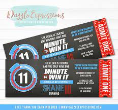 Absolutely guaranteed · designs for all occasions · get the word out Printable Minute To Win It Inspired Chalkboard Ticket Birthday Invitation Minute To Win It Competition Party Birthday Invitations Diy Diy Birthday Party Games Ticket Invitation Birthday