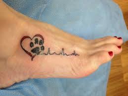 Paw print & heart tattoos. Ekg Paw Print Heart Tattoo Pawprint Tattoo Remembrance Tattoos Dog Tattoos