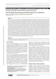 Wellspan health is an integrated health system that serves the communities of central pa and northern md. Pdf Primary Health Care Policy And Vision For Community Pharmacy And Pharmacists In Lebanon