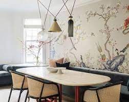 Japanese Cranes Wallpaper Oriental Wallpaper European Designer Wallpaper Wallcovering Panel Feature Wall Traditional Japanese Design In 2021 Stylish Dining Room Dining Room Wallpaper Dining Room Small