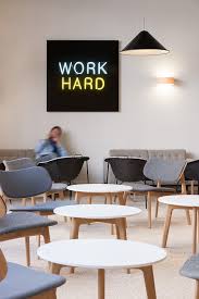 Office Tour The Office Group S Art Filled West End Offices Office Interior Design Commercial Interior Design Cafeteria Design