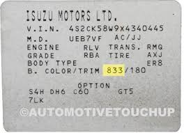 isuzu paint code locations touch up paint automotivetouchup