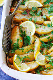 Greek Lemon Potatoes Authentic Recipe With Idaho Potatoes Eating European Recipe Greek Lemon Potatoes Lemon Potatoes Greek Recipes