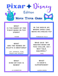 It's actually very easy if you've seen every movie (but you probably haven't). Free Disney Pixar Trivia Game Printable Disney Trivia Questions Movie Trivia Games Trivia Games