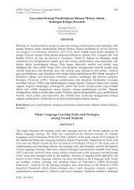 Bahasa melayu upsr/pksr bahasa melayu terbahagi kepada 2 kertas iaitu;1. Pdf Gaya Dan Strategi Pembelajaran Bahasa Melayu Dalam Kalangan Pelajar Perancis Malay Language Learning Styles And Strategies Among French Students
