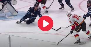 During the second period of the game, poolman took a puck to the face and the blood immediately started pouring. Winnipeg S Tucker Poolman Blocks Puck With His Face V Calgary Video Fanbuzz